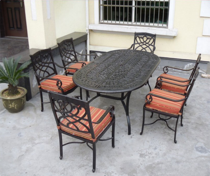 黑纱纹铸铝一桌六椅 黑纱纹铸铝一桌六椅